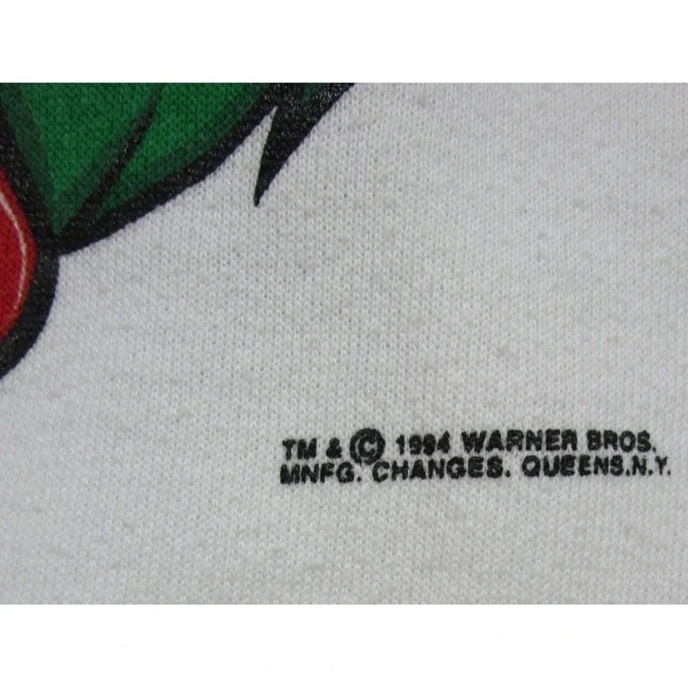 Vintage 90s Looney Tunes Sweatshirt Youth (XL) Christmas Wreath Bugs Taz 1994